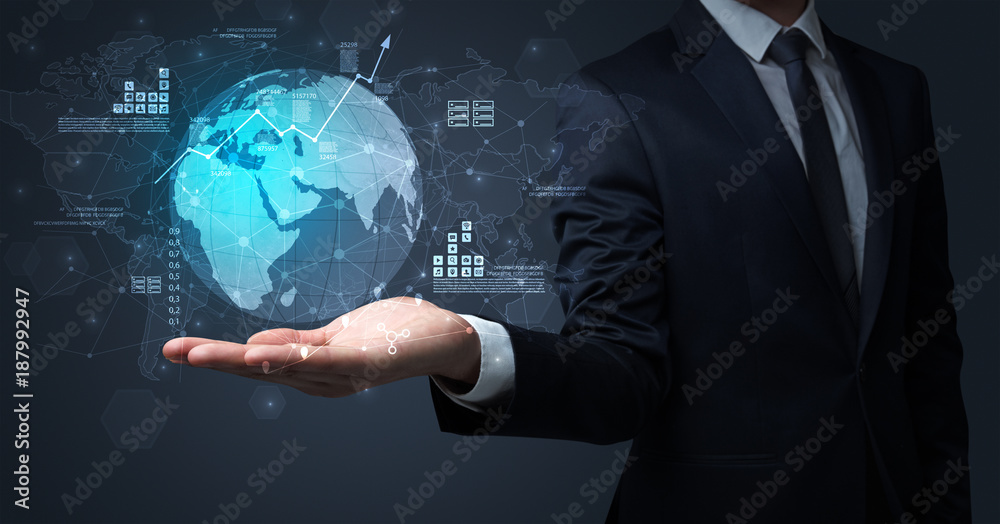 Global internet using concept with businessman Global internet using concept with businessman