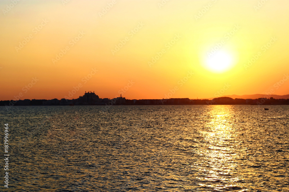 Scenic view of sea during sunset Scenic view of sea during sunset