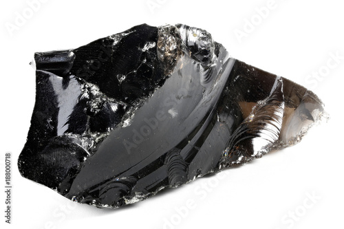 black obsidian from Armenia isolated on white background