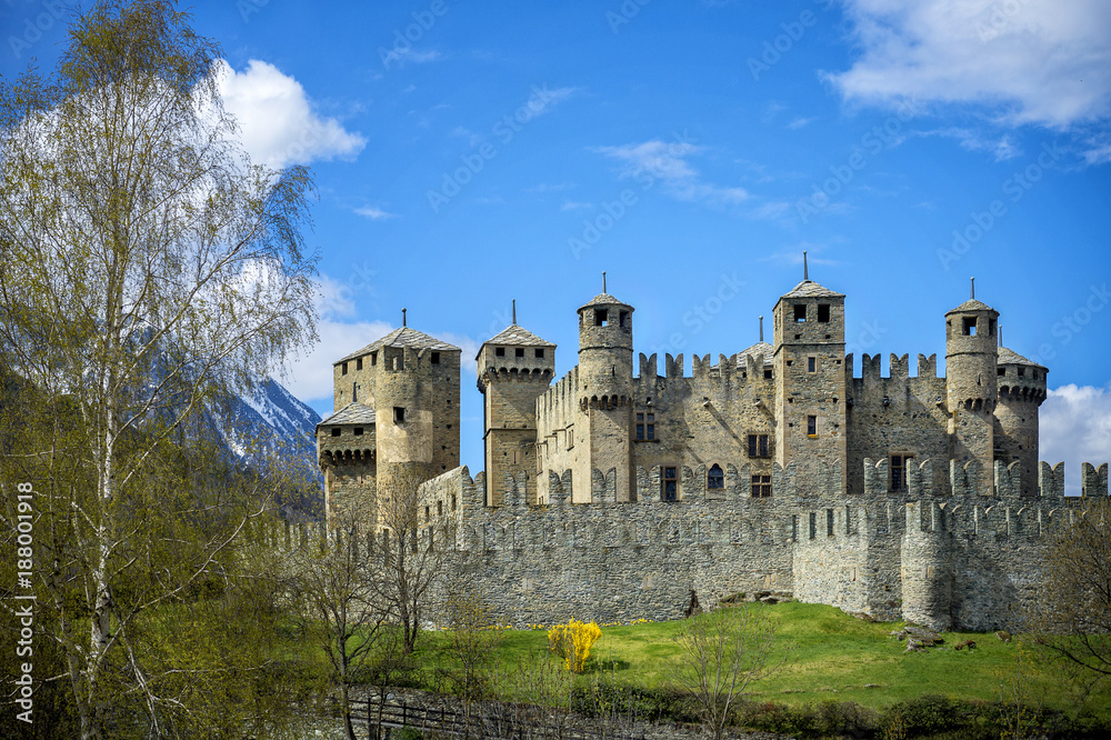 The Fenis Castle in Aosta Valley, Italy