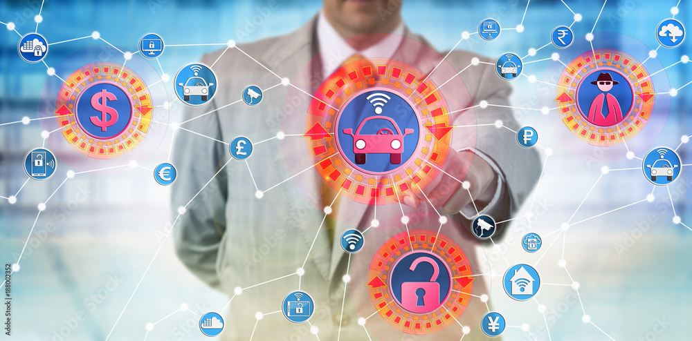 Fototapeta premium Consultant Presenting IoT Cyber-Hijacking Attack