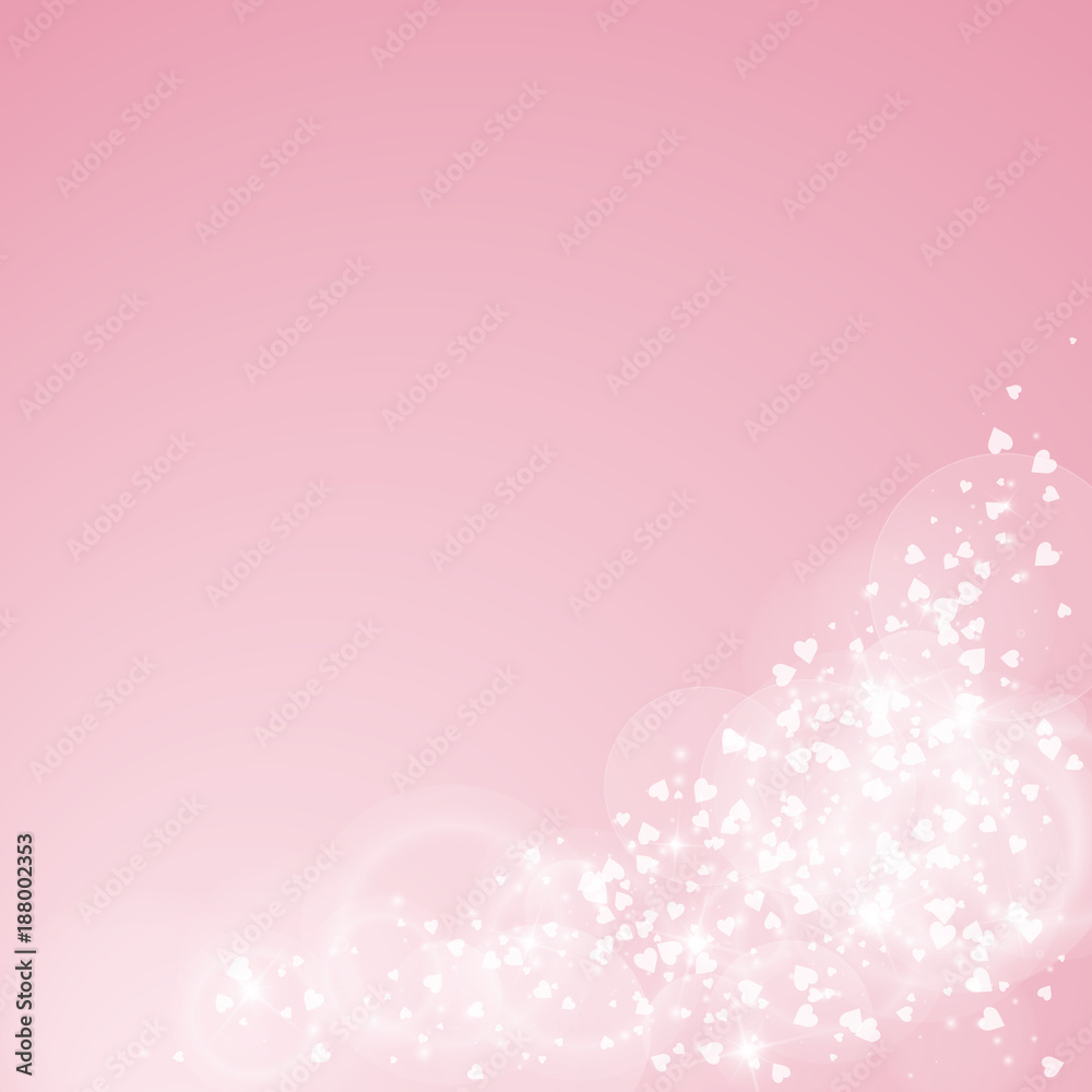 Falling hearts valentine background. Bottom right corner on pink background. Falling hearts valentines day exquisite design. Vector illustration. Falling hearts valentine background. Bottom right corner on pink background. Falling hearts valentines day exquisite design. Vector illustration.