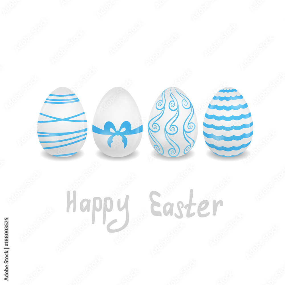 easter greeting card with 4 eggs