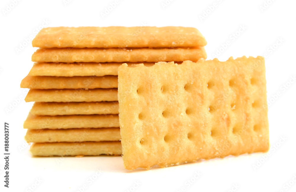 Crackers isolated on white, clipping path included Crackers isolated on white, clipping path included