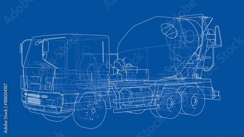 Truck mixer sketch. Vector