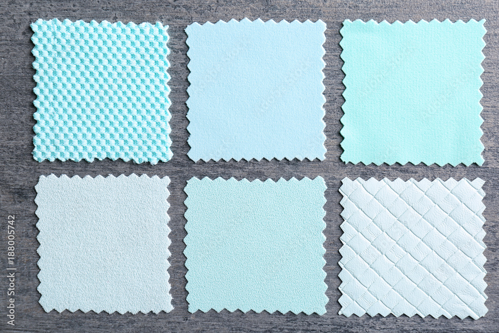 Fabric samples on grey background Fabric samples on grey background