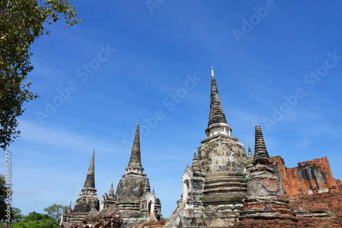 Photo of the main and sub temple of Wat Phra Si Sanphet in gorgeous view. 