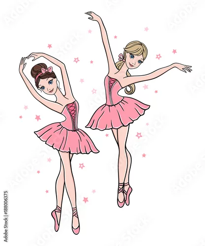 Obraz Zestaw uroczych baletnic w różowe sukienki tutu