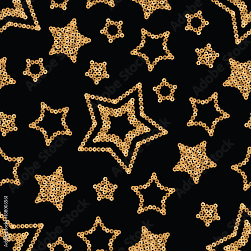 Sparkle seamless pattern with gold sequins stars