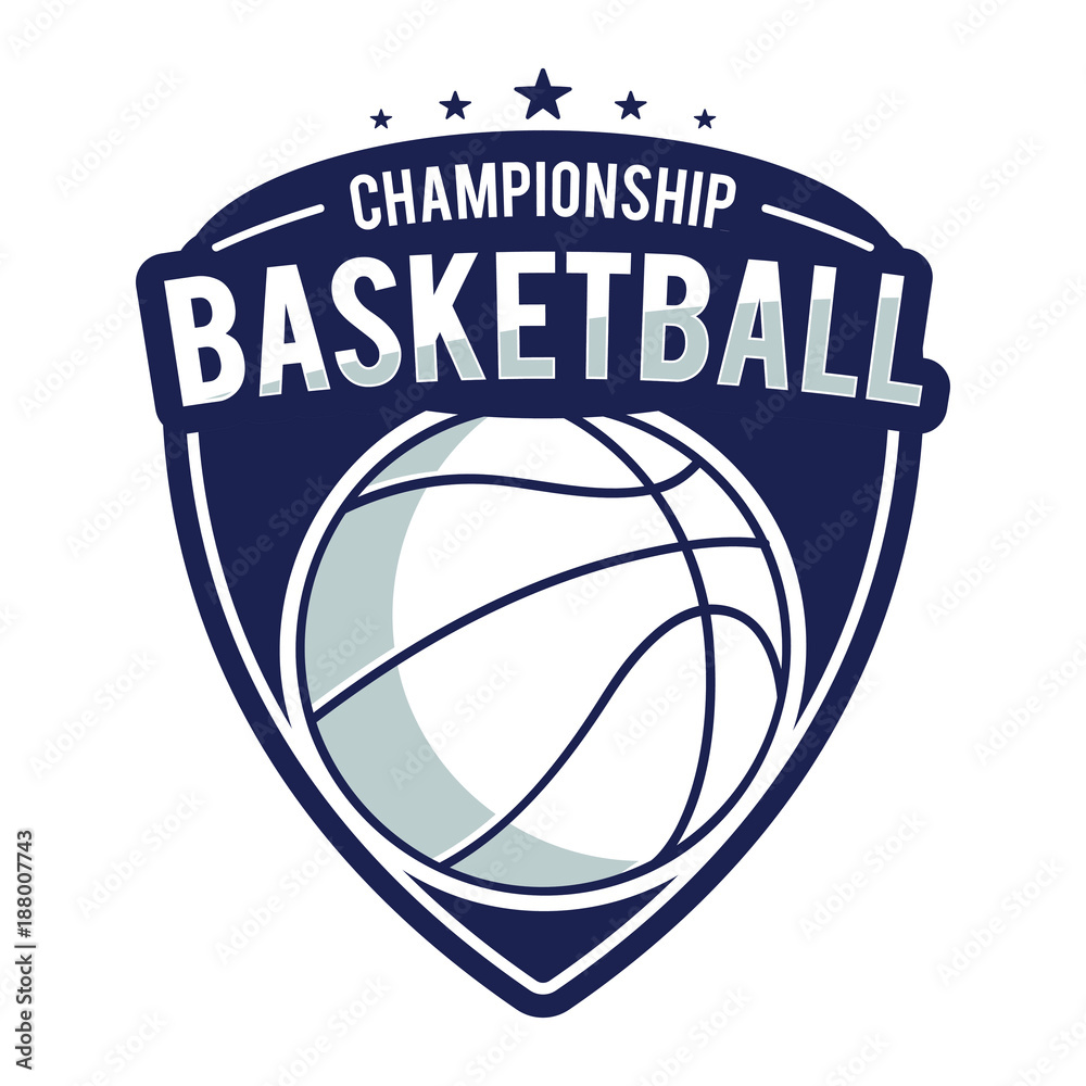 Blue and Gray Basket Ball Logo
