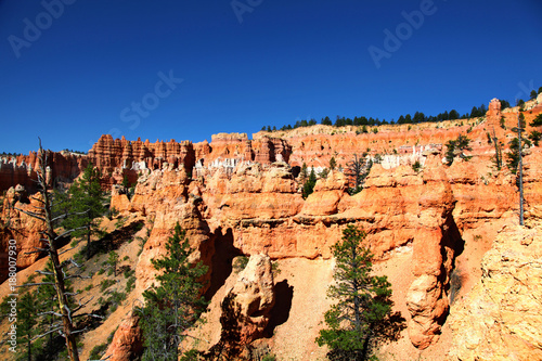 Pink and white striped canyon walls of Bryce Canyon National Park
