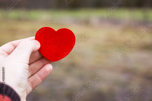 Red decorative heart in a hand