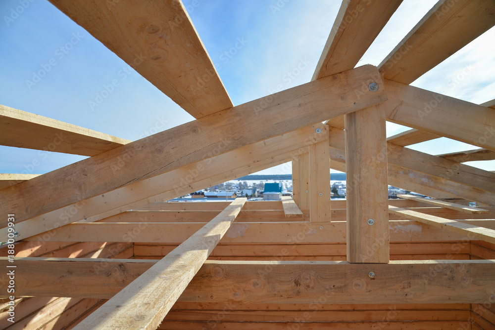 Details of construction wooden roof, roofing timber structure system. Details of construction wooden roof, roofing timber structure system.
