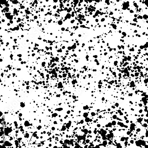 Black ink splatter seamless pattern on white