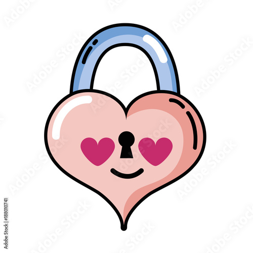 heart padlock in love kawaii personage