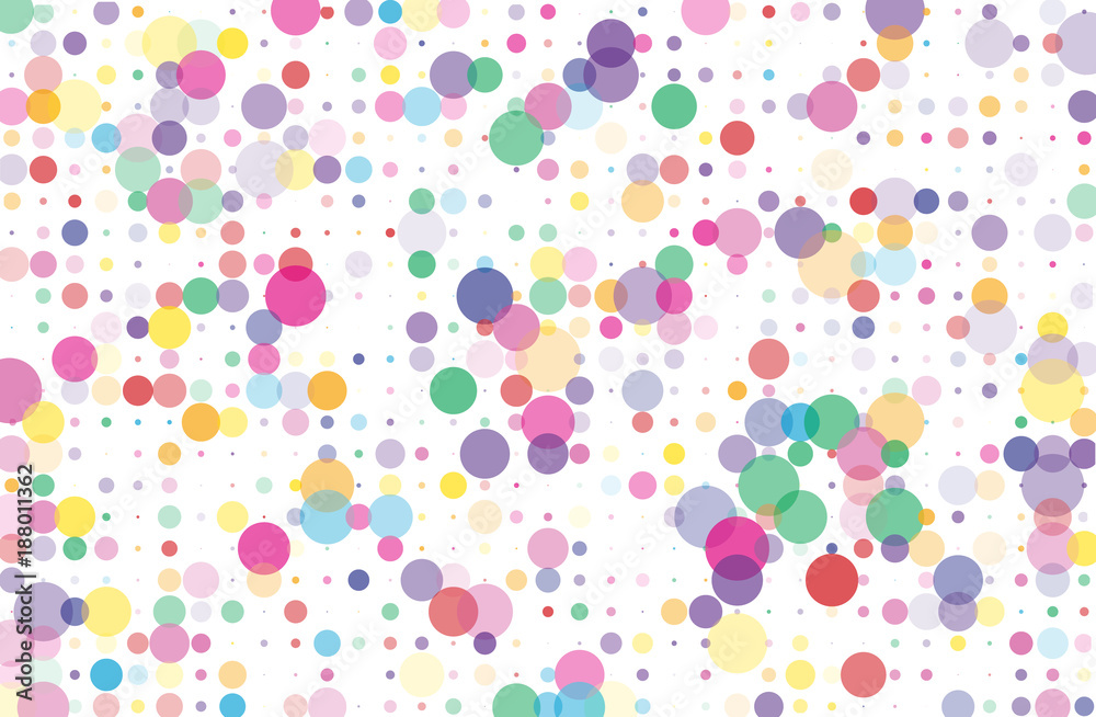 Colorful dotted bckground with circles, dots, point different size, scale. Confetti pattern.