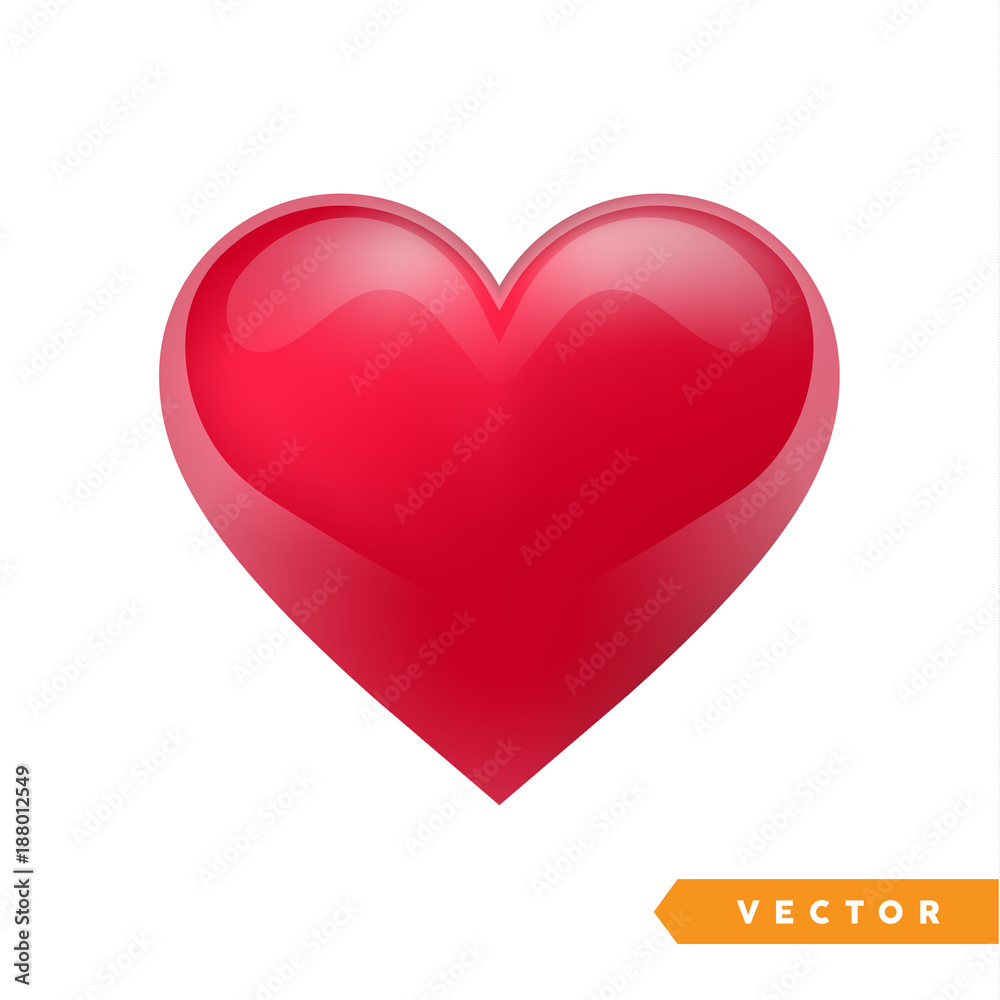 Realistic red valentine heart. Vector illustration