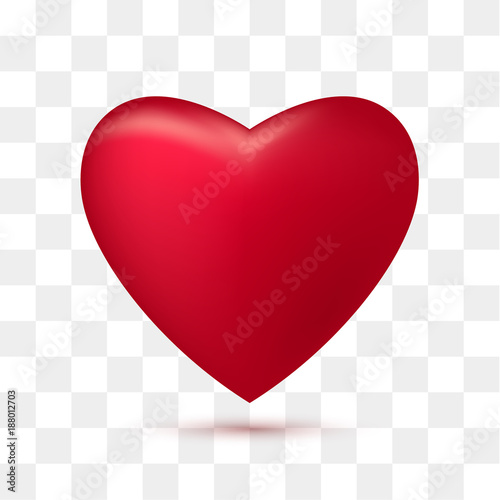 Soft red heart with transparent background. Vector illustration