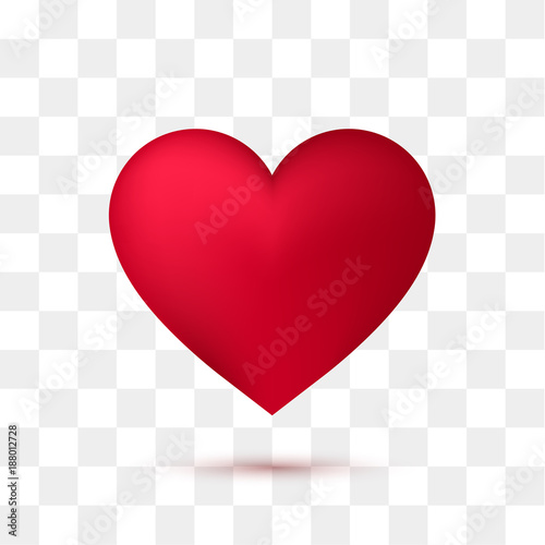 Soft red heart with transparent background. Vector illustration