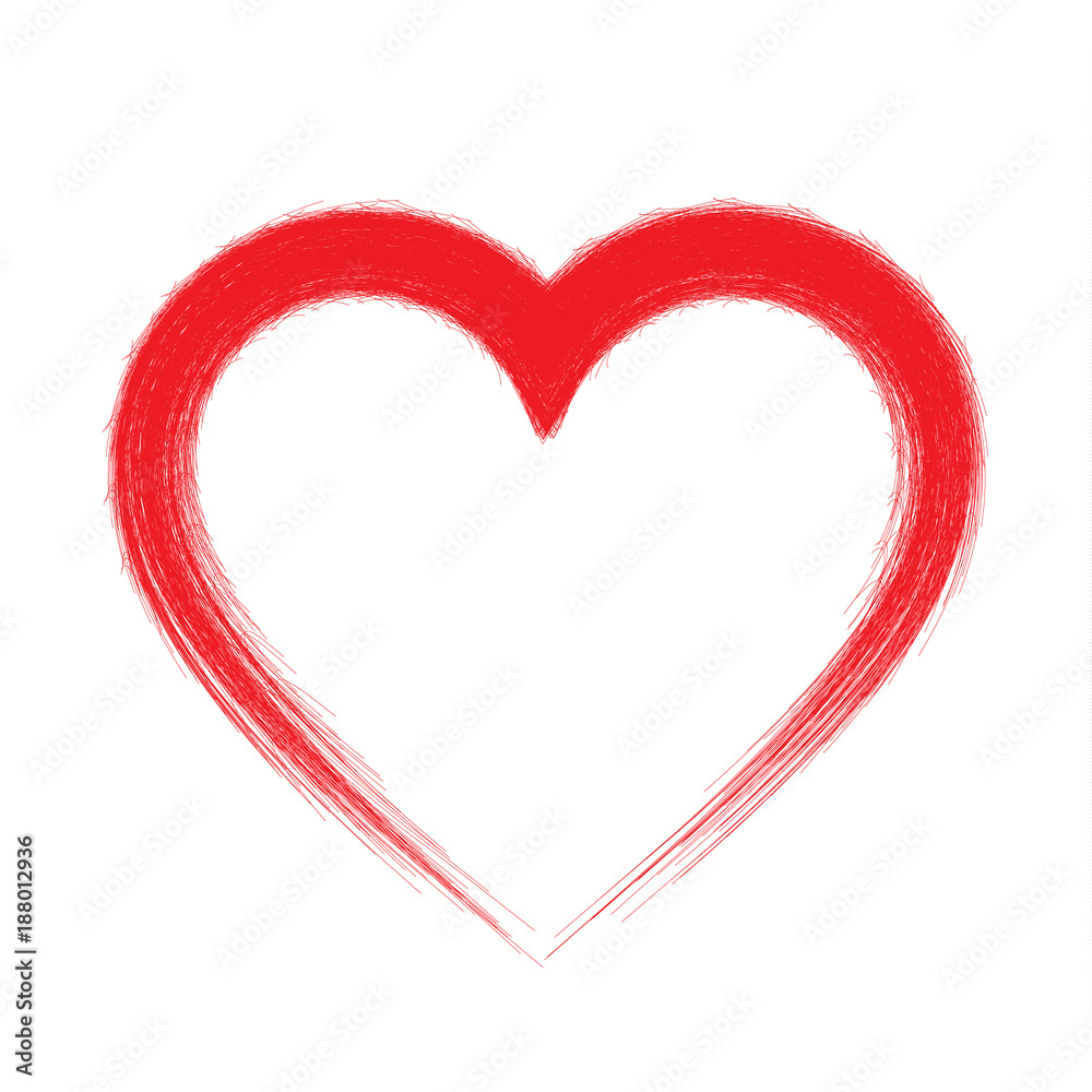Brush drawing calligraphy heart, isolated on white