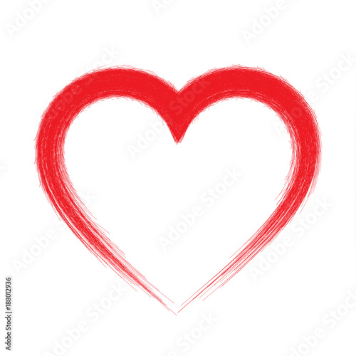 Obraz na płótnie Brush drawing calligraphy heart, isolated on white w salonie