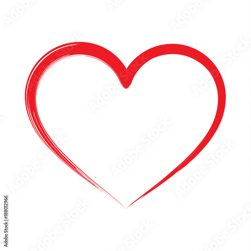 Obraz na płótnie Brush drawing calligraphy heart, isolated on white w salonie
