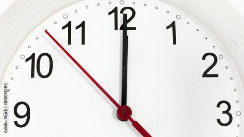 Closeup clock ticking showing twelve hours