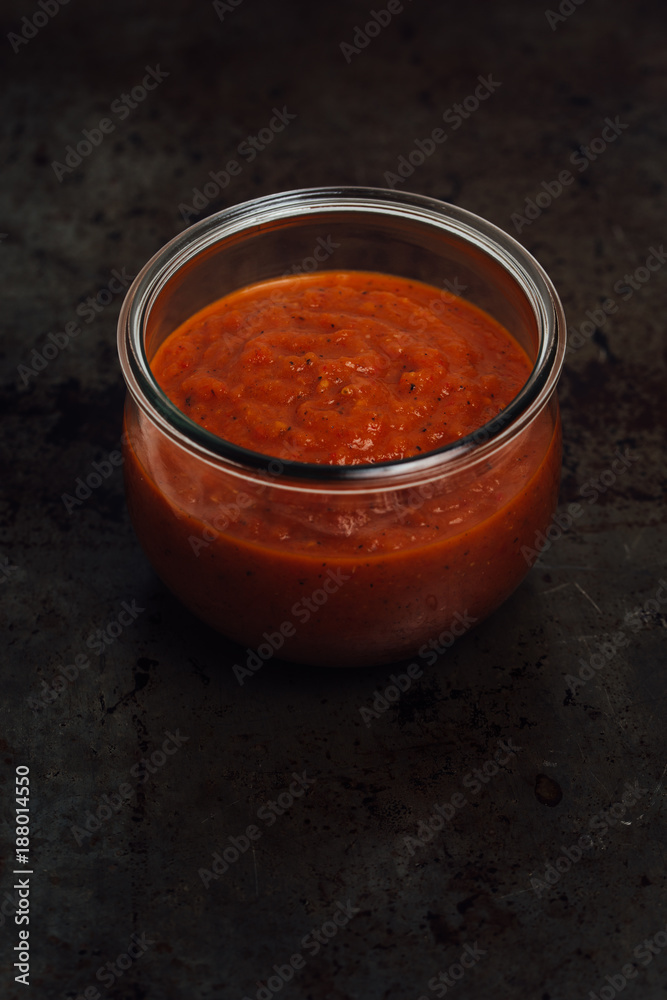 Φωτογραφία Homemade spicy hot sauce made of dried and roasted habanero, chipotle and jalape
