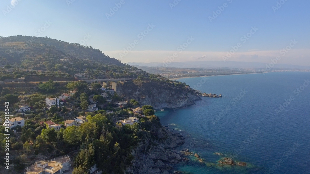 Beautiful coast of Camina, Calabria aerial view