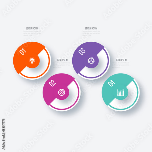 Infographics template 4 options with circle