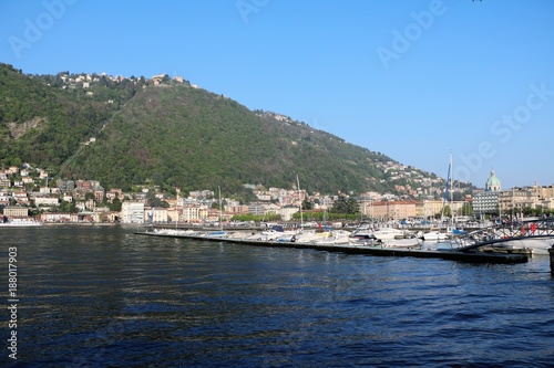 View to Como at Lake Como in spring, Italy 