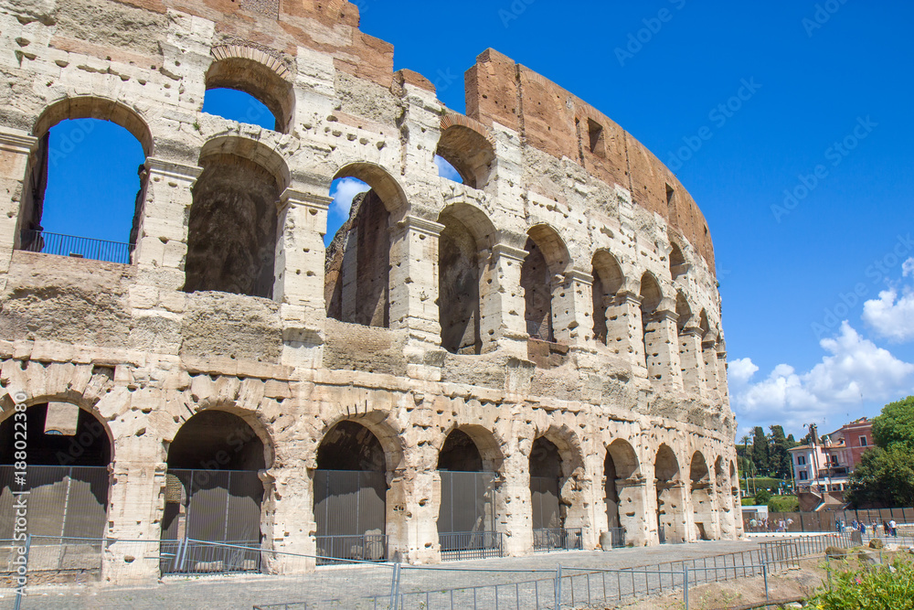 Part of the Roman Colosseum amphiteater in Rome, Italy