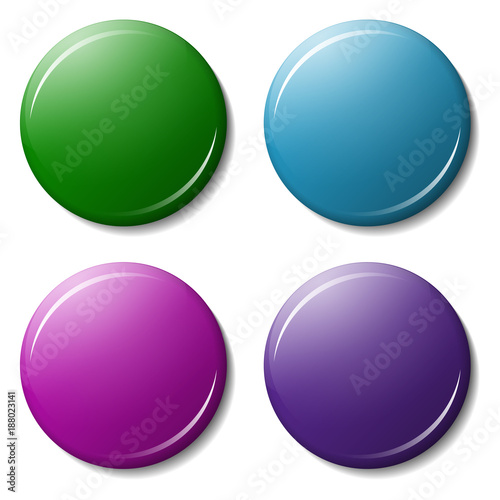 Collection magnet with shadow and color reflex, highlights isolated on white background.
