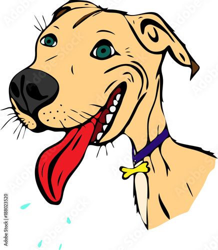 cute painted cartoon American pit bull stuck out his tongue