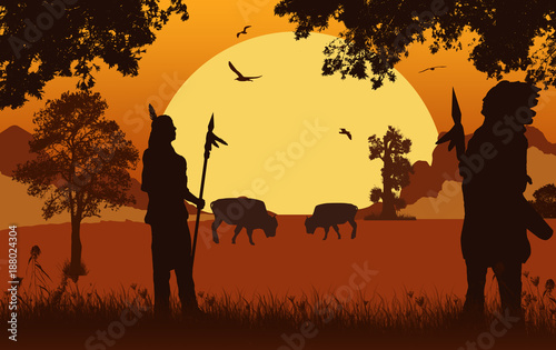 Native american indian silhouettes
