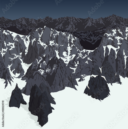 vector Himalaya alps mountains background texture seamless pattern