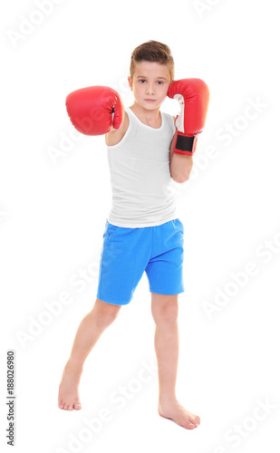 Cute little boy in boxing g...