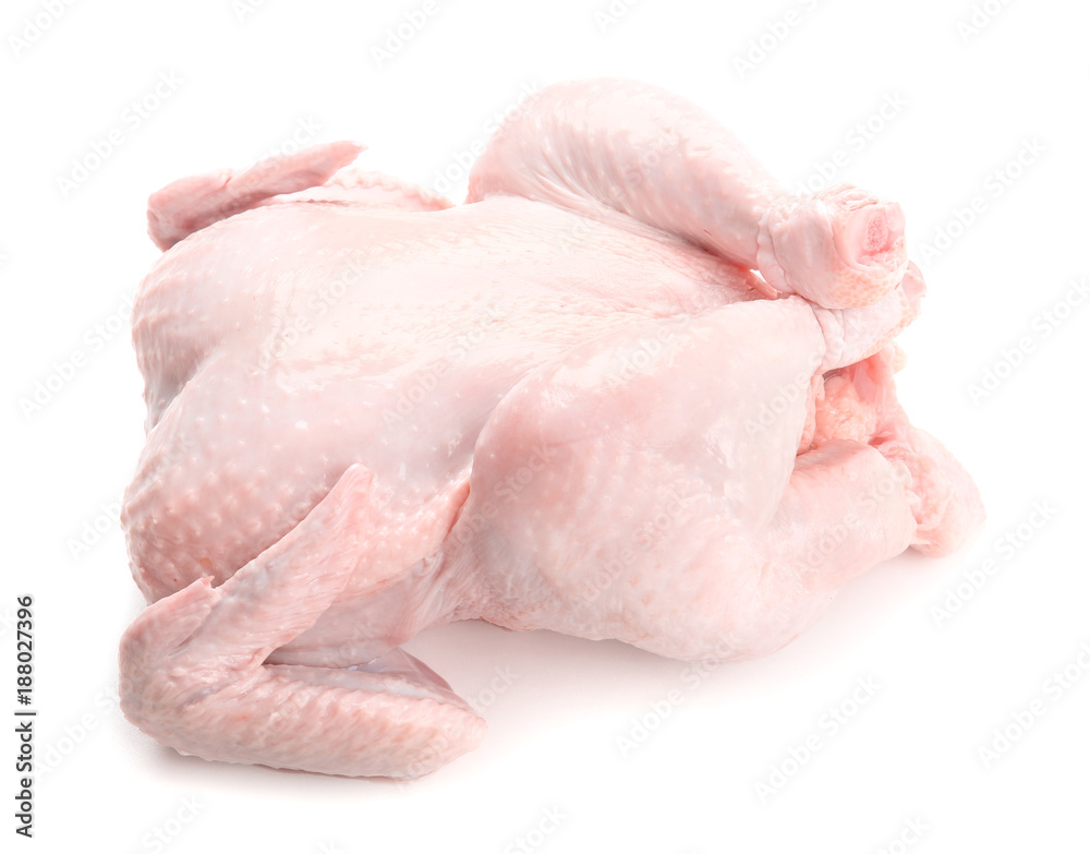 Fresh whole chicken on white background Fresh whole chicken on white background