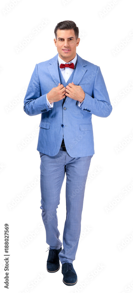 Handsome man in elegant suit on white background Handsome man in elegant suit on white background