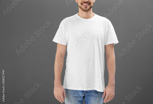Young man in t-shirt on col...