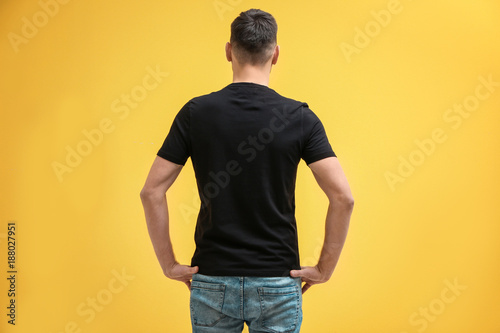 Young man in black t-shirt ...