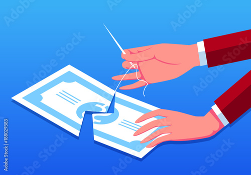 Sew up the damaged money