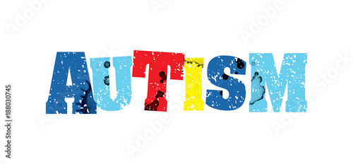 Autism Concept Colorful Stamped Word Illustration