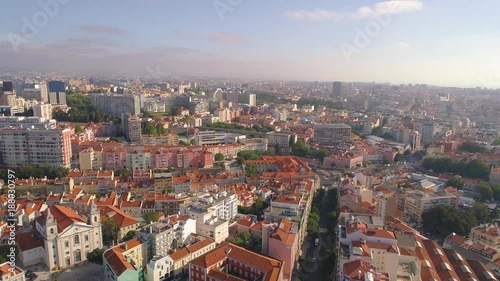 Wallpaper Mural Lisbon Portugal sunny cityscape city centre view aerial panorama 4k drone high Torontodigital.ca