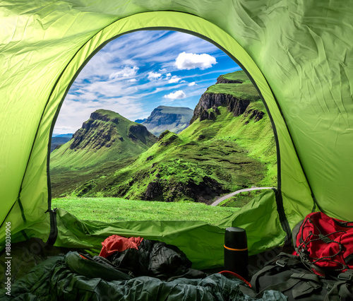Camp in the Quiraing in Scotland, United Kingdom