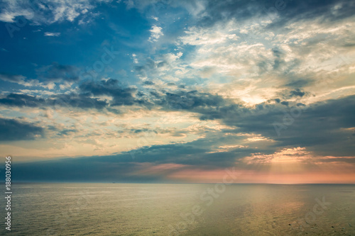 Colorful sunset over calm sea in summer  Europe