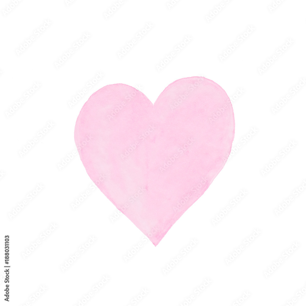 Valentine's day concept, Watercolor painting pink heart shape textured background, love symbolic, illustration design