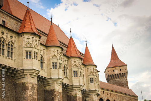 Corvinilor Castle small towers in Hunedoara city, Hunedoara County, Romania