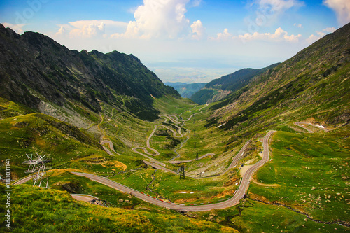 Fototapeta Naklejka Na Ścianę i Meble -  Panoramic view of Transfagarasan road in Romania
