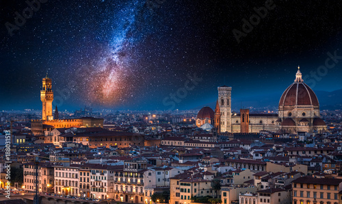 Milky way over Florence at night, Italy photo
